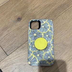 Lemon Pattern Phone Case with Yellow Grip